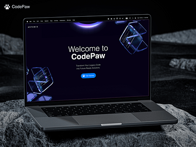 CodePaw - AI Code Modernization Tool ` ai blue dark graphic design landingpage modernization ui uiux