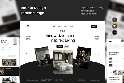 Solveho - Interior Design Landing Page agency architect creative interior landing page product ui ux website