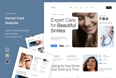 Dentu - Medical Dental Care Website about care dental doctor hospital landing page medical service team ui ux website