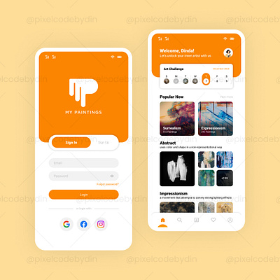 🎨 My Paintings App - Mobile App Design appinterface appshowcase artshowcase branding cleandesign design mobileappdesign ui uidesign uiuxdesign userexperience userfriendlydesign userinterface uxdesign