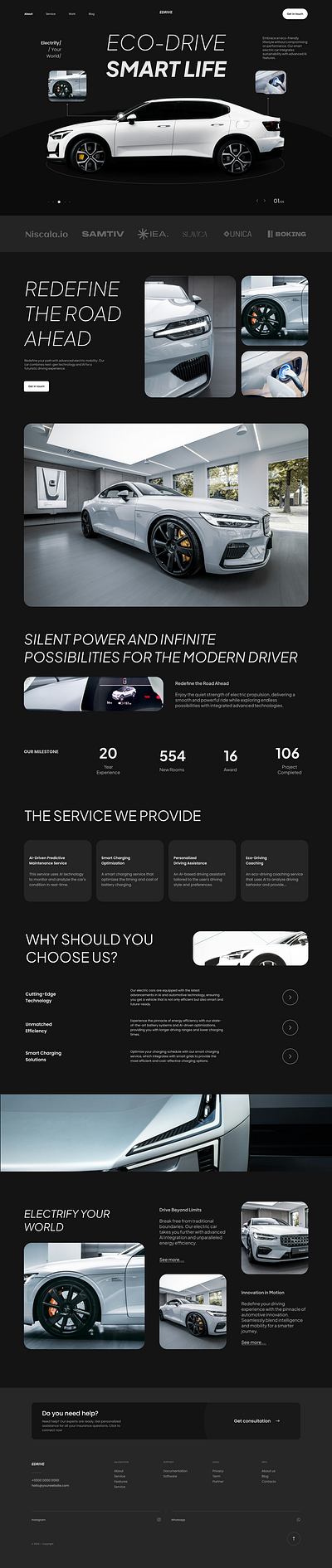 Edrive - Electric Car Product Landing Page car display e commerce landing page product shop ui ux website