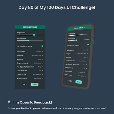 Day 80/100 - Sound Settings Screen settingsscreen