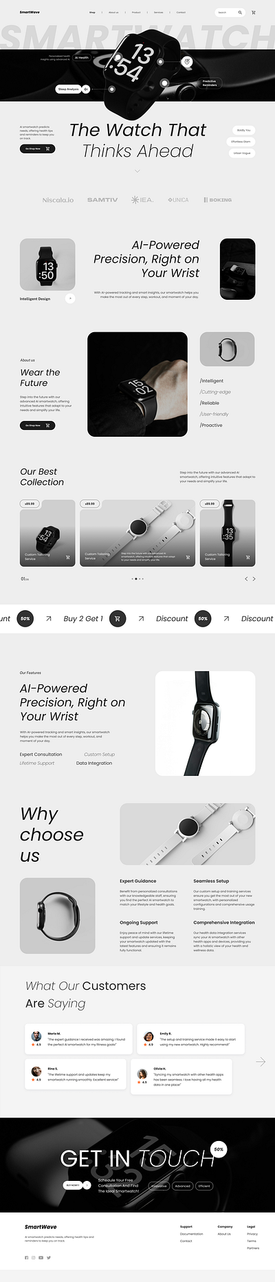 Smartwave - Smartwatch Marketplace website e commerce landing page marketplace product product display ui ux website