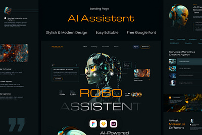 Roboz - AI Assistent landing page ai assistent landing page product robot technology ui ux website