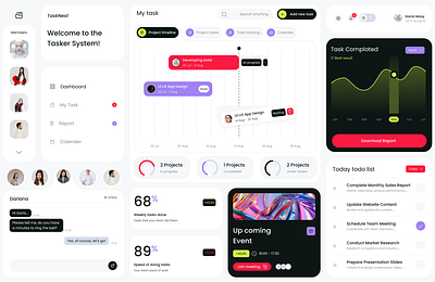 TaskNest - Tasks Management Dashboard app chart dashboard feature files graphic design management task ui ux website