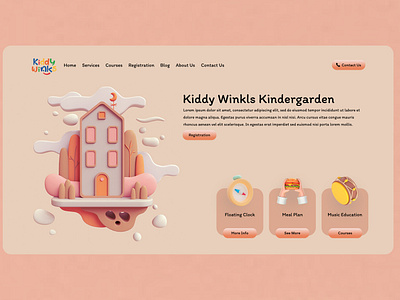 Kiddy Winkls Kindergarden-UI design 3d design concept design graphic design herosection illustration ui uiux ux