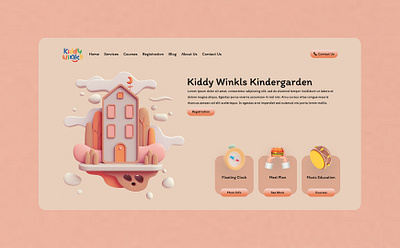 Kiddy Winkls Kindergarden-UI design 3d design concept design graphic design herosection illustration ui uiux ux