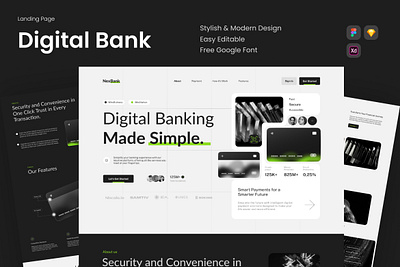 NextBank - Fintech Digital Paymeny Landing Page bank card finance fintech landing page ui ux website