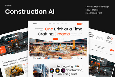 BuildWise - Construction AI Website construction landing page rent service ui ux website