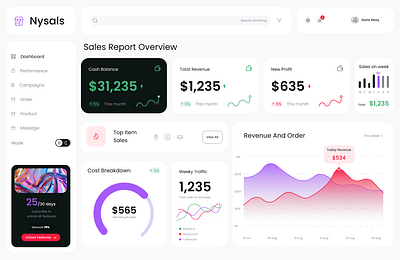 Nysals - Sales Analytic Dashboard business chart corporate dashboard graph landing page sales tools ui ux website