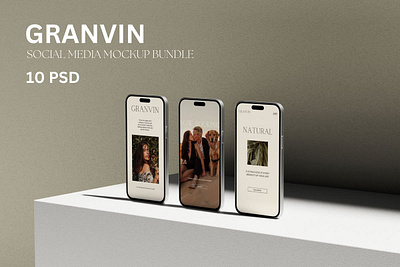 Granvin Social Media Mockup Bundle canva canva mockup device mockup instagram post mockup instagram story mockup minimal minimal mockup mobil device mockup pinterest mockup post mockup social media social media mockup square card mockup square post mockup story mockup