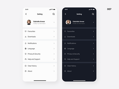 Setting - Daily UI 007 daily ui setting