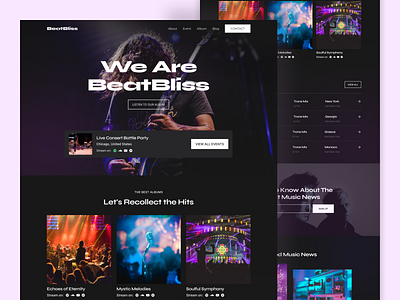 BeatBliss - Musician Band Portfolio branding conversiondesign creativelandingpage design illustration landing page minimaldesign music tranding ui ux website website design