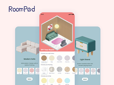 RoomPod - DIY Room Customization Experience 3d clean design interior design ui ux