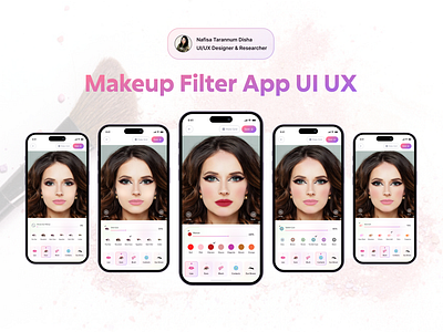 Makeup Beauty Filter App UIUX Design ai app design app mockup app prototype app ui beauty app fashion lifestyle figma app filter app makeup app mobile app nafisatarannumdisha nafisatdisha skincare trending uiux ui uiux ux woman app youcam app