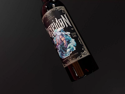 Poseidon sea wine label🍷🍷🍷🍷 animation branding design illustration wine