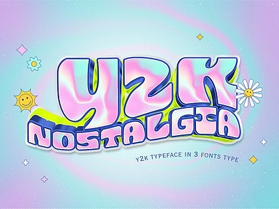 Y2K Nostalgia Display Font chunky chunky font chunky fonts fonts fun font millennial font millennial fonts pretty fonts psychedelic psychedlic retro fonts wavy fonts wavy letters wavy retro wavy retro font y2k y2k aesthetic y2k fonts procreate y2k nostalgia display font