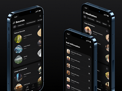 Soundscape / Meditation app concept design ios mental health ui ux yoga