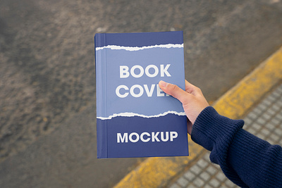 Book Cover Mockup blue book branding cover design graphic design hand logo mockup product realistic road