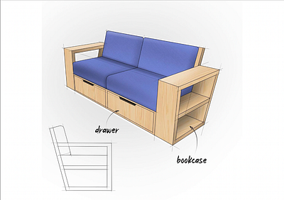 Multifunctional Bench Design sketch 3d modeling 3d rendering 3d sketch bench chair design procreate product design product sketch sketch