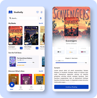 "Studiedly – Engaging Mobile App UI for Book Lovers 📚✨" appconcept appdesigninspo appinspiration appinterface appshowcase bookapp booklovers cleandesign creativedesign designforreaders minimalui mobileappdesign modernui productdesign readingapp readinginterface uiuxdesign userexperience userinterface uxdesign