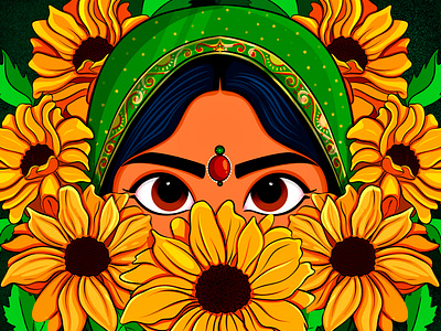 She arts artwork character design concept art digital art digital illustration flat vector flowers graphic design illustration sunflower vector visual arts woman