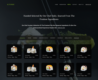 website sushi restaurant menu branding figma restaurant menu sushi ui uiux design visual design web design