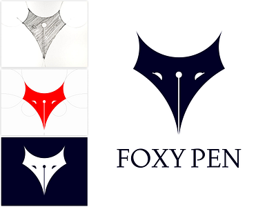 Foxy Pen logo animal design logo stationery