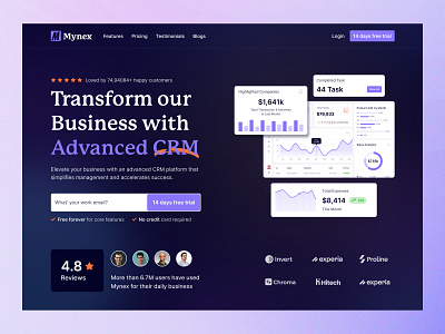 CRM Landing Page (Hero Section) advanced crm business websit crm crm design crm landing page crm template crm website crm website design free landing page full page hero section landing page saas saas design saas landing page vento card desgin web web design webflow design agency website design