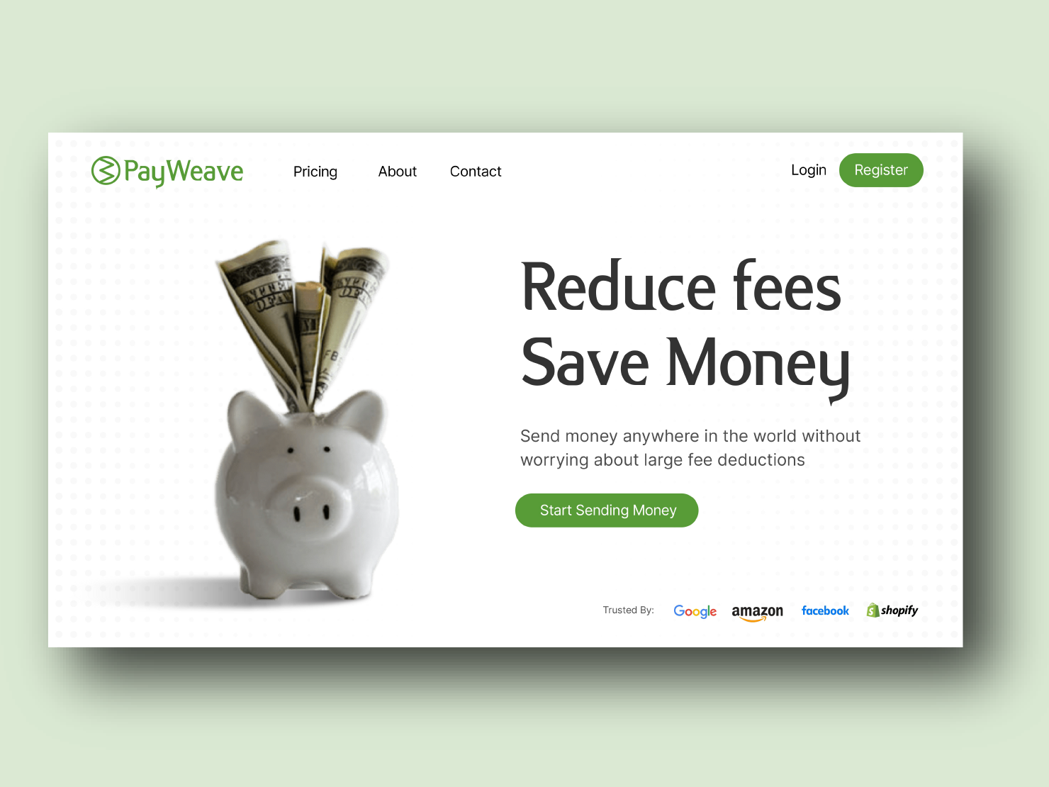 PayWeave: Saving money of freelancers fee reduction freelancers money payweave sales copy save fee save money ui ux website design