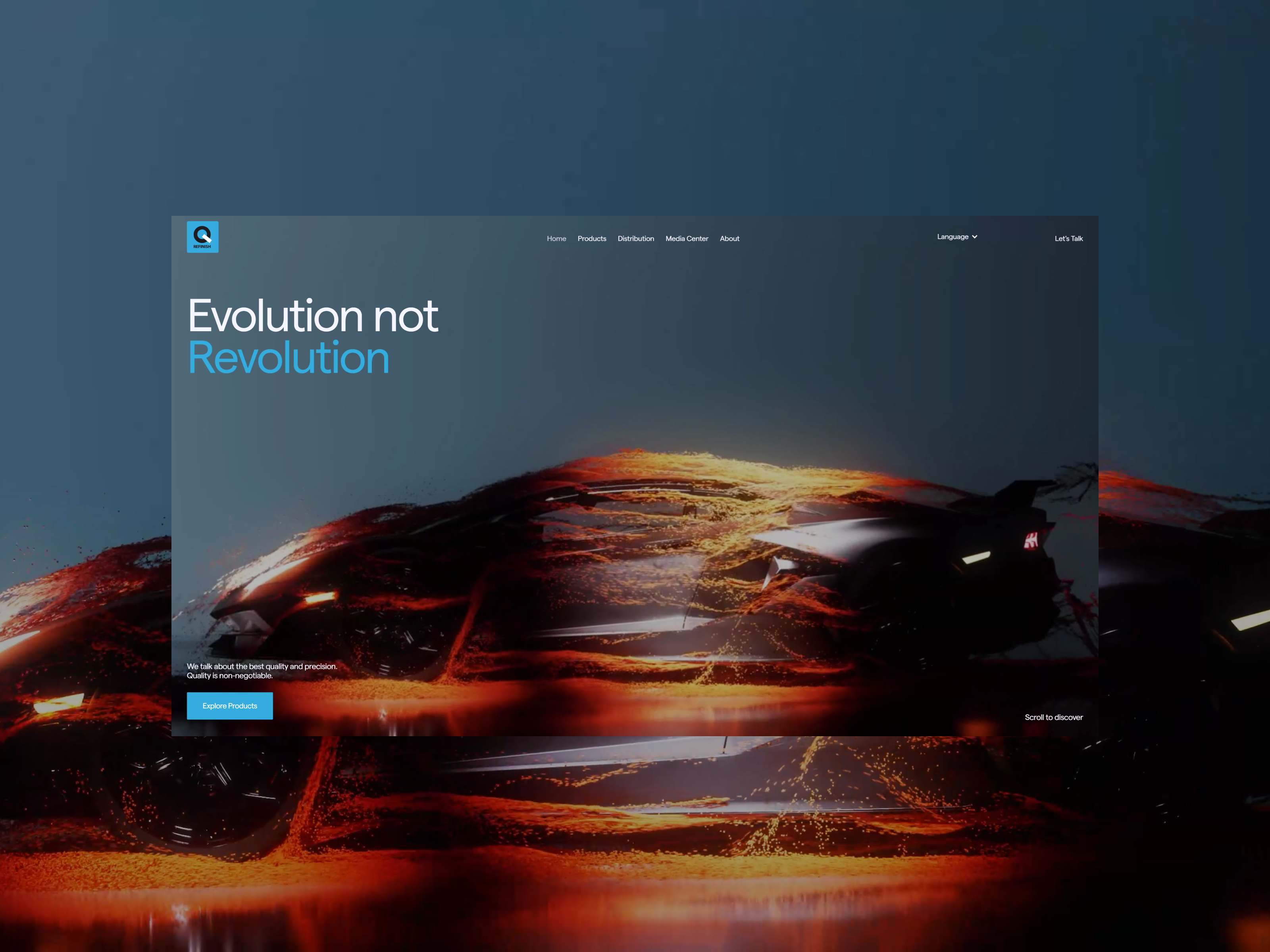 Q Refinish [Launch Day] 3d 3d design art direction dark theme design figma german interaction interaction design motion motion graphics typography ui ui design uiux ux web design webdesign webflow website