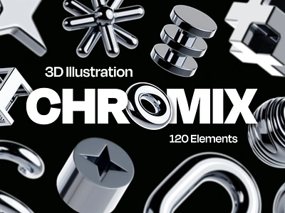 3D Abstract Chrome Effect 3d 3d abstract 3d blender blender chrome effect design assets download elements geometric shape graphic design icon icon pack icon set icons metallic png transparent ui