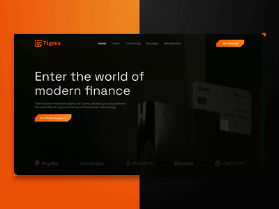 Tigona Hero Section 3d 3d animation 3d modeling crypto crypto hero section crypto landing page dashboard finance hero hero section interactive interactive 3d landing landing page web web design web3 website