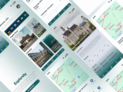 Explorely UI/UX Design app dribbble figma mobile app mobile design mobile ui mobile uiux design mockup travel travel app uiux design