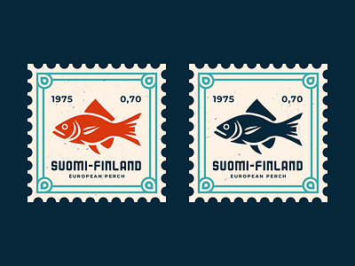 Finland postage stamp adobe design finland fish illustrator minimalism postage retro stamp vintage