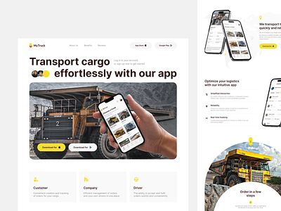 Landing page | Booking & Management | Cargo transportation | App booking chatgpt web development delivery development driver fleet landing page landong list logistics management no code no code development nocode orders transport ui ui desing uidesign web design