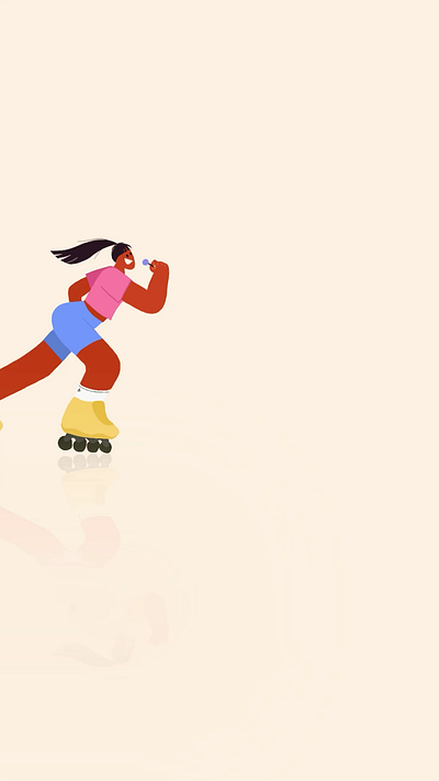 Roller girl 2d animation animation framebyframe gif illustration loopanimation motion design motion graphics procreateanimation procreateart