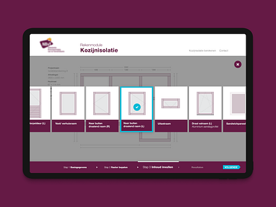 Calculation tool application building construction frames glass interface purple select slider tool ui