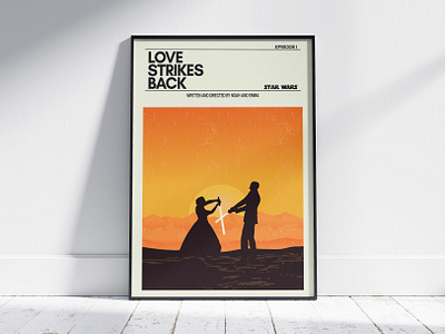 Love Strikes Back - Star Wars Theme Minimalist Poster Design filmposter minimalistposter starwar