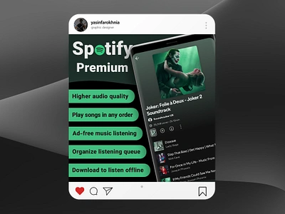 Spotify premium poster for instagram's post with joker 2 theme 3d ad advertisement branding design graphic design instagram logo phone post poster premium spotify