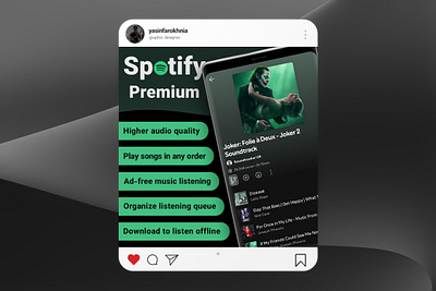 Spotify premium poster for instagram's post with joker 2 theme 3d ad advertisement branding design graphic design instagram logo phone post poster premium spotify