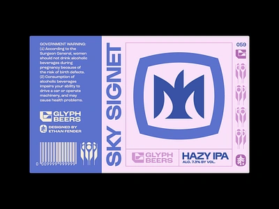 Glyph Beer 59 beer beer label bird craft beer hazy ipa icon label design lark letter m logo logotype nature packaging design sign signet sky swallow symbol typography