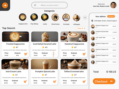 Dashboard for Coffee ordering website dashboard dashboard design e commerce ordering ui design