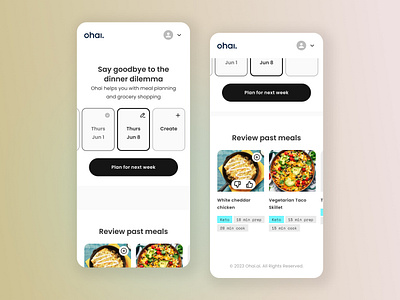 Ohai Meal Planning