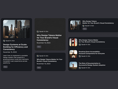 News cards - Light and Dark Mode blog card design cards cleanui components dark mode designsystem figma freeuikit layouts light and dark mode light mode minimaldesign modoui navigation bar news product design uikit web