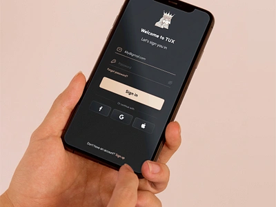 Signup/Login page of the TUX app concept dark app login luxury signin signup suits tuxedo ui ux