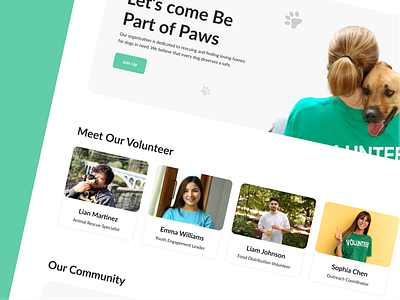 Volunteering, animals, Volunteer page animal care animal welfare modern ux pets rescue volunteer