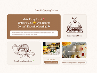 Bento Grid aesthetic app bento bento card bento grid brown clean design illustrations light minimal restaurant ui uiux vintage