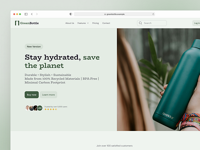 GreenBottle Landing Page | Building Blocks UI components design figma hero interface landing page layers ui ui kit ux website