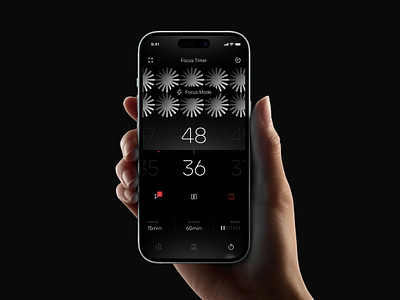 Timer + Clock app clock dark design focus interfacedesign timer ui uiux ux